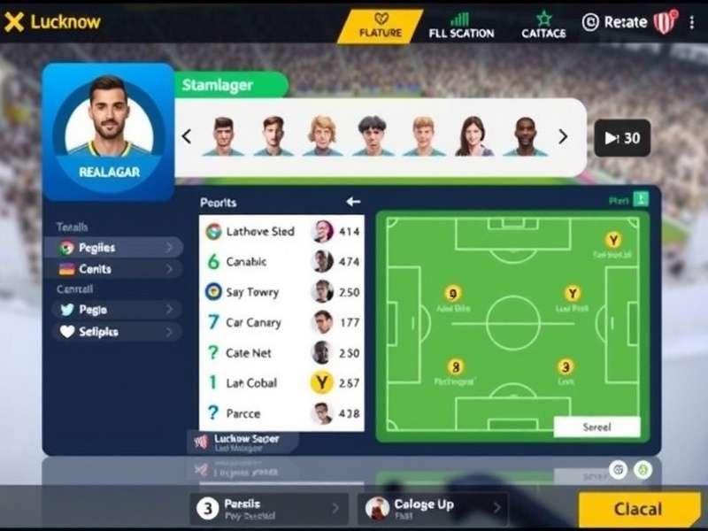 Lucknow Soccer Manager gameplay screenshot showing team management interface